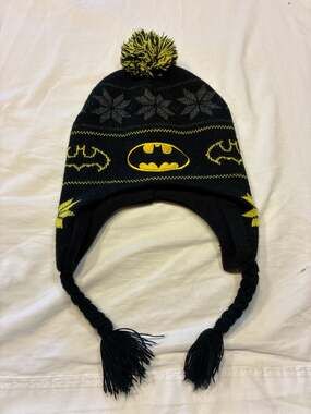 Batman DC Comics Kids Peruvian Beanie Hat with Tassels and Fleece Lining